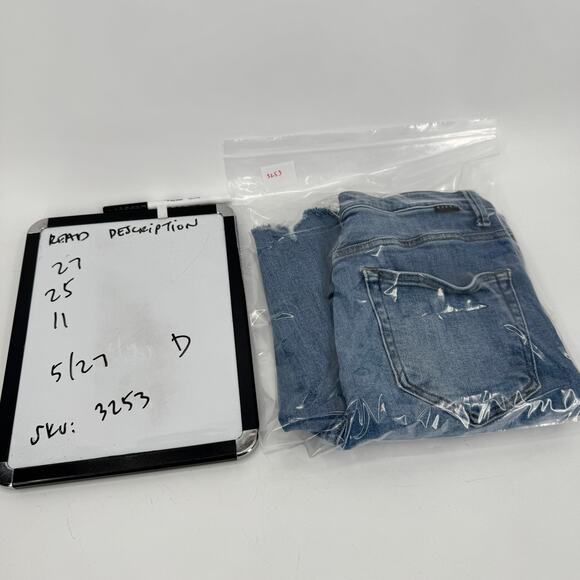 Risen Jeans Womens 5 / 27 (27x25 ACTUAL) High Rise Distressed Skinny Leg Blue - Picture 9 of 9